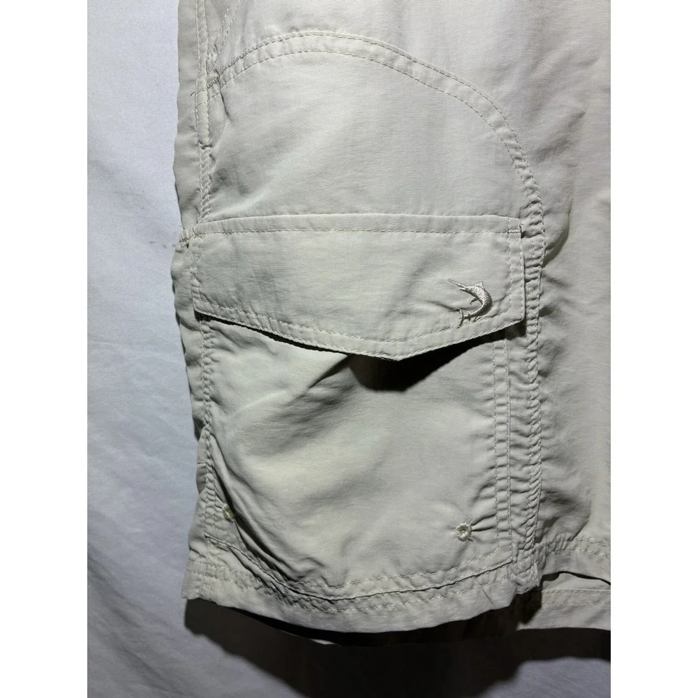Reel Legends Bonefish Cargo Fishing Shorts Sz 38 Khaki Performance Nylon Pocket